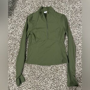 Army green PINK quarter zip active long sleeved top